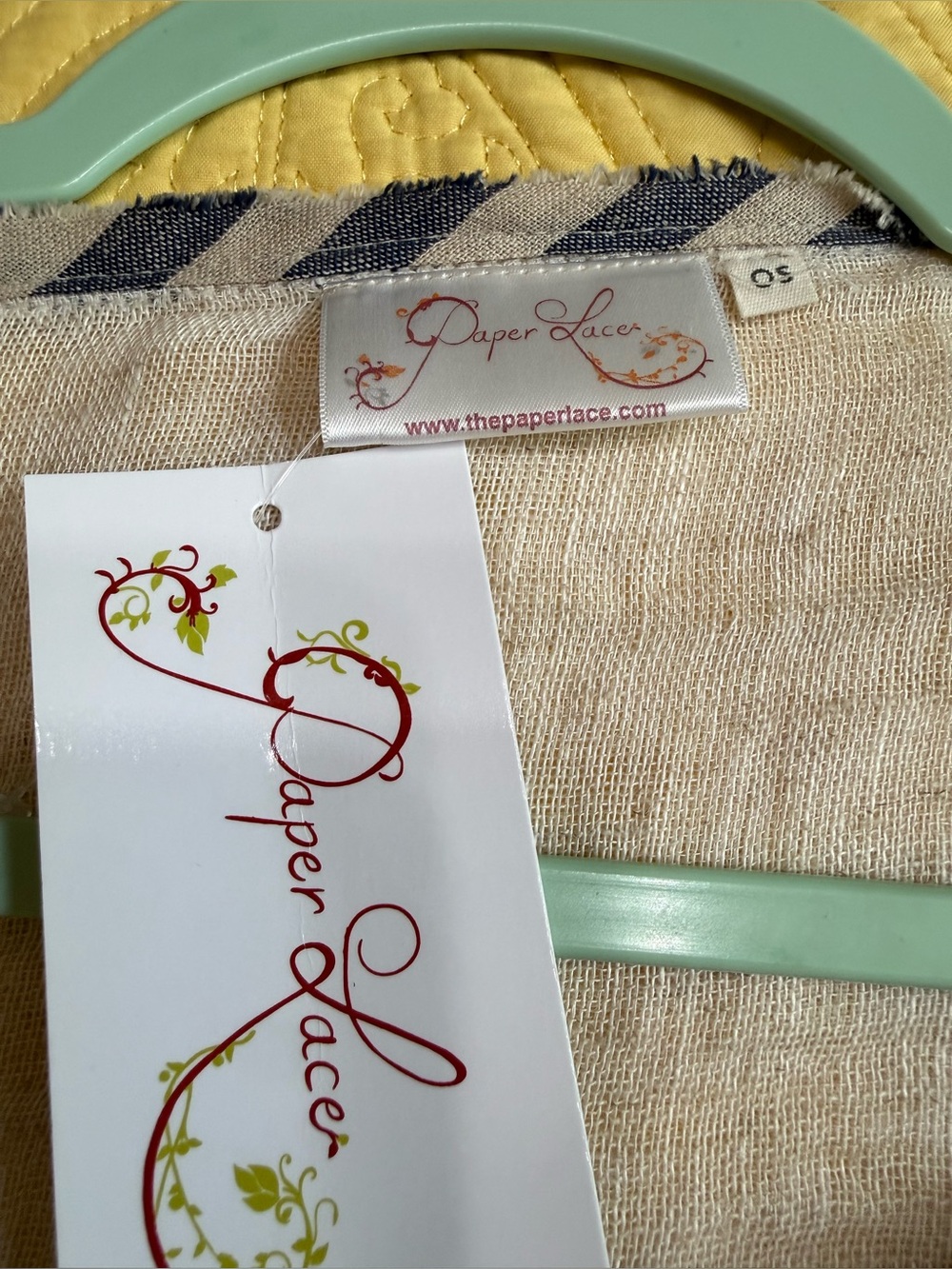 H240 Set A Rare Bird L/XL w15-24 Paper Crane OS w15-22 Cream Linen StarTunic - Picture 16 of 16